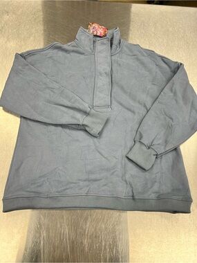Gacaky Pullover Quarter-Snap Button Sweater - Slate Blue Women’s Large